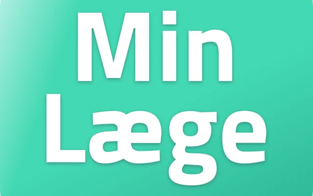 Logo for appen Min Læge med hvid skrift og lysegrøn baggrund